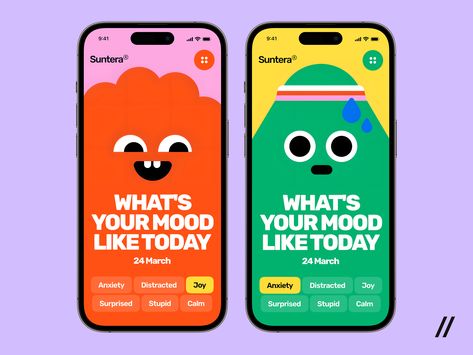 The Mood Tracker Mobile iOS app helps users track and manage their emotions on-the-go, providing insights on their mental well-being. #emotiontracking #mentalhealth #wellness #mindfulness #selfcare Mobile Game Ads Design, 3d App Design, App Ads Design, Wellness App Design, Figma App Design Ideas, App Profile Design, Ui Design Trends 2024, Mobile Ui Design Trends, Mood Tracker App