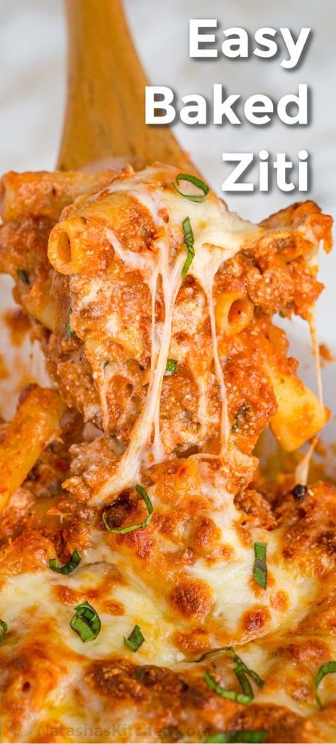 Lasagna Baked Ziti, Baked Ziti With Vodka Sauce, Easy Pasta Casserole, Creamy Baked Ziti, Ziti Casserole, Natashas Kitchen, Casserole Ideas, Easy Baked Ziti, Ziti Recipe