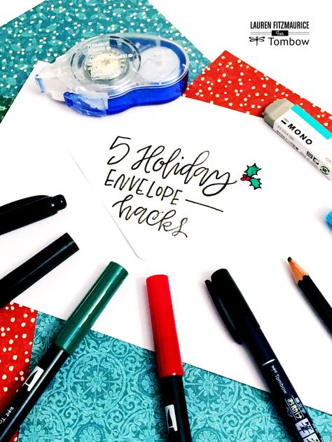 Creative Ways To Address Christmas Cards, Fun Ways To Address Envelopes, Decorate Christmas Card Envelopes, Christmas Card Lettering Envelope, Xmas Envelope Ideas, Christmas Card Addressing Handwriting, Envelope Art Christmas, Christmas Envelope Art Diy, Decorative Envelopes Diy