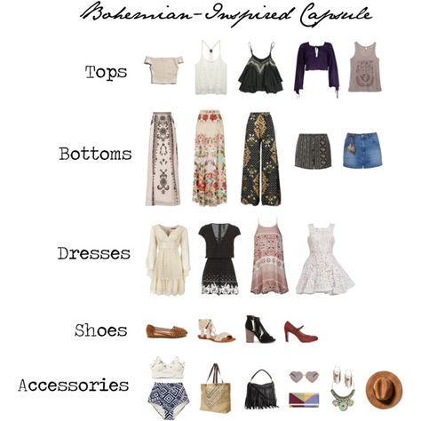 Bohemian-Inspired Capsule Wardrobe by radeleine on Polyvore featuring polyvore, fashion, style, Betsey Johnson, Alex Perry, Ally Fashion, Wet Seal, Abercrombie & Fitch, Temperley London and Dorothy Perkins Rip Curl, Moda Hippie Chic, Look Boho Chic, Moda Hippie, Estilo Hippie, Mode Boho, Mode Chic, Moda Boho, Boho Chic Outfits