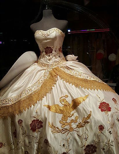 Mexican Quinceanera Dresses Charra, Xv Dresses Charro, Mexican Theme Quince Dress, Quinceanera Dresses Aesthetic, Charo Quince Dresses, Charro Dresses Quinceanera, White Charro Quinceanera Dresses, Charro Wedding Dress, Quince Dress Ideas