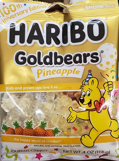 Amazon.com : Haribo ALL Pineapple Goldbears 100th Anniversary Edition Net Wt 4oz (113g) Shar Size Gummy Candy Limited Edition Flavor : Grocery & Gourmet Food Haribo Gummies, Candy Pineapple, Pineapple Candy, Pineapple Diet, Haribo Candy, Candied Pineapple, Artificial Fruit, Candy Girl, Pretty Colors