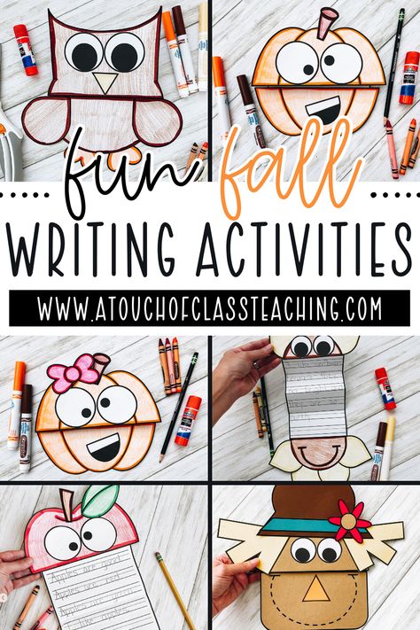 These fun fall writing activities are perfect to use in September and October. Students can create the writing craftivity to go along with a fall read aloud, or use them to write about fall writing prompts. Grade One Activities Fun, October Activities For First Grade, September School Age Activities, 3rd Grade Writing Projects, Fall Writing Activities 3rd Grade, Fall Homeschool Activities 3rd Grade, Fall Activities For Kids Elementary School, Fall Crafts School, Thankful Writing Activities