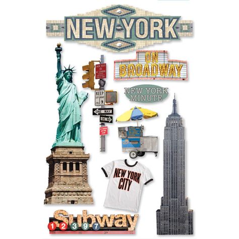 Paperhouse 3D New York City Stickers | Hobbycraft New York Scrapbooking, New York Broadway, New York Vacation, Scrapbook Printing, Paper City, Paper House, Scrapbook Stickers Printable, New York City Travel, 3d Stickers