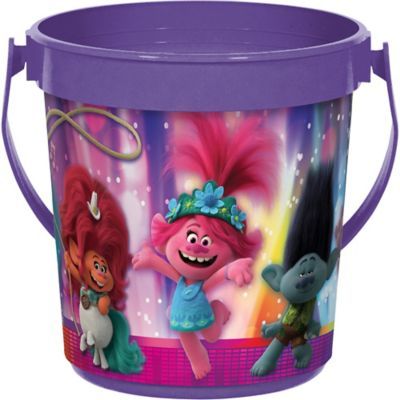 DreamWorks Trolls World Tour Watch Party Ideas | Party City Trolls Birthday Goodie Bags Ideas, Trolls Centerpieces Ideas, Trolls Party Favors, Delta Dawn, Trolls Cake, Plastic Pail, Trolls Poppy, Trolls World Tour, Trolls Birthday Party