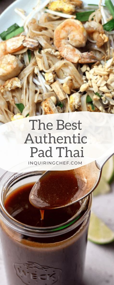 An easy step-by-step recipe for this favorite Thai dish with sweet, sour, savory sauce and peanuts for crunch. Authentic Pad Thai Recipe, Pad Thai Recipe Authentic, Delicious Noodles, Pad Thai Sauce, Tasty Thai, Thai Sauce, Thai Recipe, Pad Thai Recipe, Best Pasta Recipes