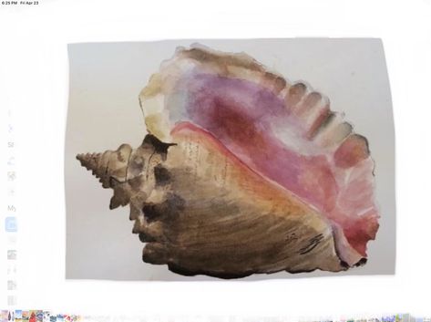 Ocean Art Ideas, Intermediate Acrylic Painting, Sketch And Paint, Christmas Articles, Conch Seashell, Christmas Art For Kids, Watercolor Pencil Art, Beachy Art, Paint With Me