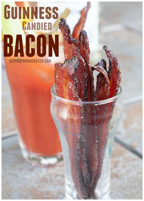 Take your Bacon AND your Bloody Marys to the next level by making Guinness Candied Bacon! Candy Bacon, Guinness Recipes, Candied Bacon Recipe, Beer Bacon, Bacon Recipe, Candied Bacon, Superbowl Snacks, Beer Recipes, Bacon Recipes