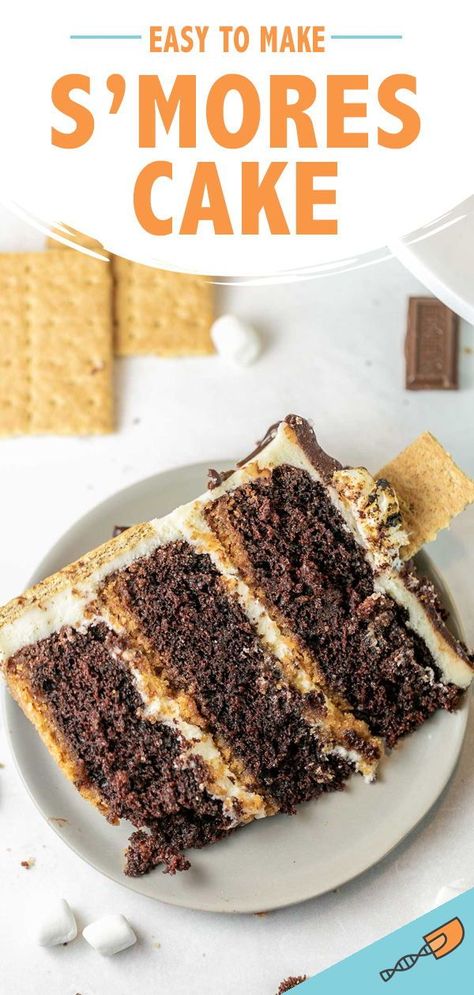 Sweet And Salty Candy, Smores Cake Recipe, Fluff Frosting, Marshmallow Fluff Frosting, Cake Marshmallow, Marshmallow Topping, Chocolate Smores, Bunsen Burner, Smores Cake