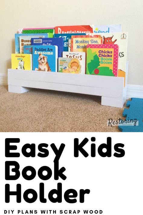 How To Build Small Book Shelf, Easy Book Storage, Floor Book Storage, Book Shelf For Baby Room, House Bookshelf Diy, Diy Bookshelf For Classroom, Front Facing Bookshelf Diy, Diy Book Bin, Diy Kid Bookshelf