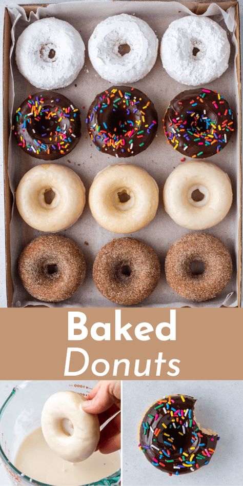 Without a doubt, this baked donut recipe is our absolute favorite! Easily whip up these homemade donuts with a variety of glaze choices. This recipe has been tested and proven, and it even includes an outstanding gluten-free donut option. Cake Doughnuts Recipe, Homemade Baked Donuts, Baked Donuts Easy, Baked Doughnut Recipes, Doughnut Recipe Easy, Cake Donuts Recipe, Baked Donut, Easy Donut Recipe, Easy Donuts