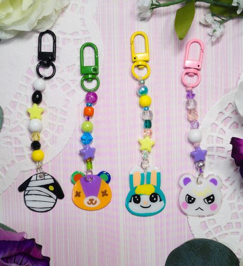 Animal Crossing Keychain, Animal Crossing Crafts, Shrink Plastic Keychain, Keychain Stuff, Jeremy Geddes, Shrinky Dink Art, Shrinky Dink Crafts, Keychain Hook, Keychain Phone