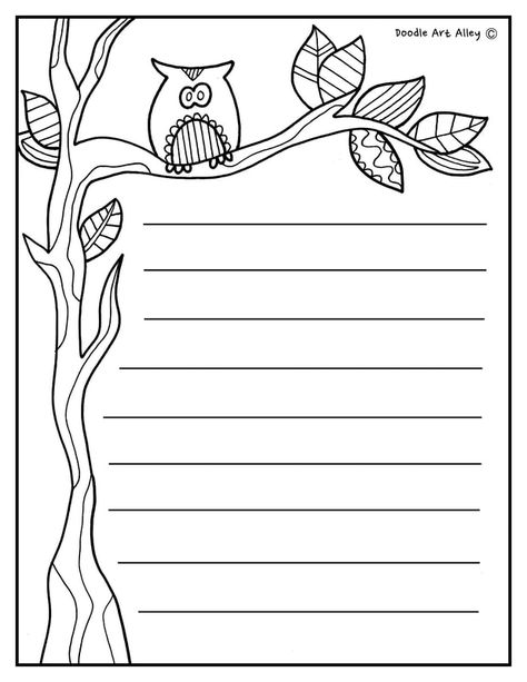 Writing Paper - Classroom Doodles Paper Picture, Writing Page, Writing Paper Template, Alphabet Crafts Preschool, Paper Writer, Writing Paper Printable, Page Borders Design, Fall Coloring Pages, Bullet Journal Doodles