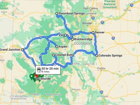 Ultimate Colorado Road Trip Map Colorado Road Trip Map, Denver Colorado Vacation, Colorado Roadtrip, Colorado Waterfalls, Colorado Road Trip, Colorado Travel Guide, Colorado Map, Road Trip To Colorado, Colorado Trip