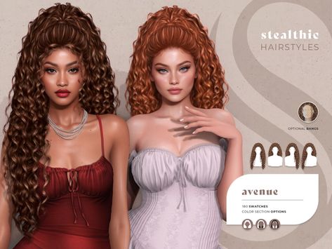 Stealthic Sims 4 Hair, Messy Hair Cc Sims 4, Sims 4 Ponytail Hair, Sims 4 High Ponytail, High Ponytail Messy, Classic Ponytail, Messy Bangs, Ponytail Messy, Curled Ponytail