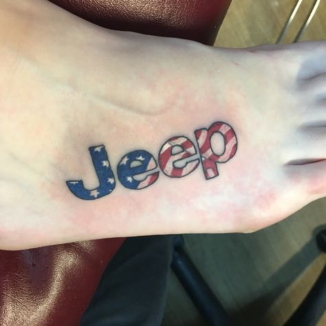 American Flag Jeep Tattoo Jeep Tattoos For Women, Jeep Tattoos, Tattoos For Women Arm, Jeep Tattoo, Tattoo Mom, Thistle Tattoo, Mom Daughter Tattoos, Mark Tattoo, Blue Jeep