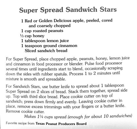 Super Spread Sandwich Stars Sandwich Spread Recipes, Pulses Recipes, Golden Delicious Apple, Sandwich Spread, Spread Recipes, Butter Knife, Roasted Peanuts, Sandwich Bread, Slice Of Bread