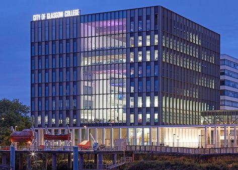 City of Glasgow College – Riverside Campus by Reiach and Hall and Michael Laird Architects City Of Glasgow College, Glasgow Buildings, University Of Glasgow, Engineering College, Glasgow City Centre, The Engine Works Glasgow, Residence Hall, Engineering Colleges, Wooden Staircases