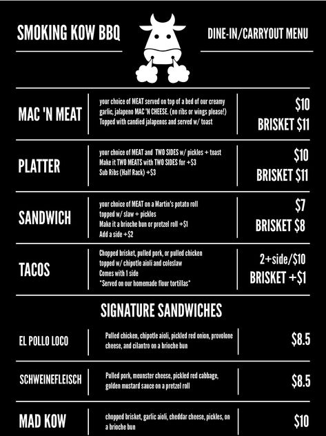 Bbq Restaurant Menu Design, Barbecue Food Truck, Bbq Restaurant Menu Ideas, Food Trailer Menu Ideas, Bbq Business Ideas, Bbq Catering Menu Ideas, Bbq Food Truck Ideas, Bbq Food Truck Menu Ideas, White Food Truck