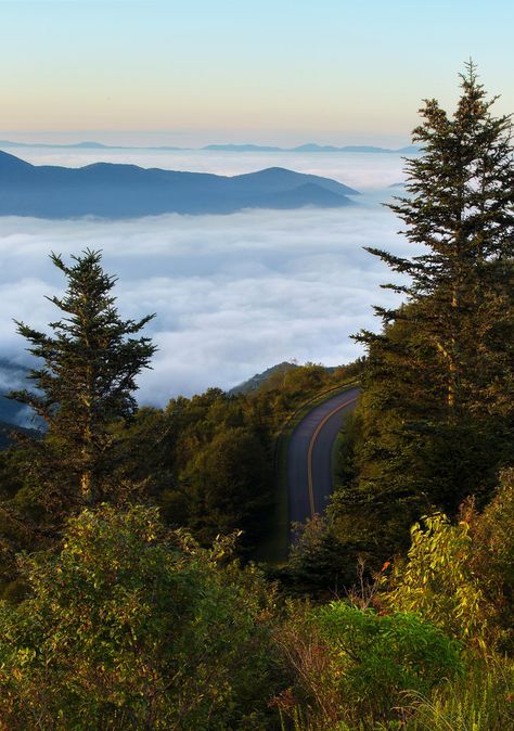 ~~Waterrock Knob - Blue Ridge Parkway, Western North Carolina | by Phil Varney~~ Blue Ridge Parkway North Carolina, Smokey Mountains Vacation, North Carolina Travel, Western Nc, Outdoor Aesthetic, North Carolina Mountains, Mountain Vacations, Western North Carolina, Personal Aesthetic