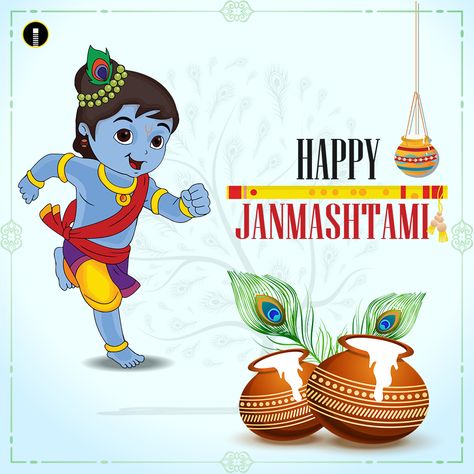 Happy Janmashtami Indian Festival Celebrating Birth Of Krishna Background Banner Greeting Cards Vector Illustration 2019 Happy Janmashtami Creative, Happy Janamashtmi, Krishna Background, Janmashtami Wallpapers, Janmashtami Greetings, Janmashtami Status, Happy Janmashtami Image, Shiva Angry, Janmashtami Images