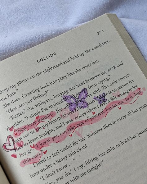 💬 What was your favorite read from August? Collide by Bal Khabra // review From the moment Summer and Aiden, the annoyingly handsome captain of the hockey team, meet, sparks fly—and not the good kind at first. She thinks he's just another reckless jock, and he can't understand why she's always so uptight. But as the story unfolds, their constant bickering turns into something else... something way more interesting. 🤭 The chemistry between Summer and Aiden? Whew, it's electric! Their bante... Notes On Books Aesthetic, Collide Quotes, Book Annotation Tips, Book Annotating, August Aesthetic, Book Annotations, Romantic Book Quotes, Romance Books Quotes, Inspire Bible Journaling