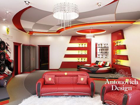 To all fans of Formula 1 is devoted! So what do you think about this stunning interior;) F1 Bedroom Ideas, Formula 1 Bedroom, Formula 1 Room, F1 Room, Athens Riviera, Antonovich Design, Rooms Design, Bedroom Ideas Aesthetic, Bar Designs