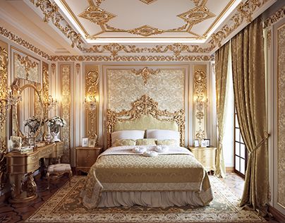 Classic Hall, Royal Bedroom Design, Rococo Interior, Royal Room, Royal Bedroom, Castle Bedroom, Beautiful Beds, Boujee Aesthetic, Girls Rooms