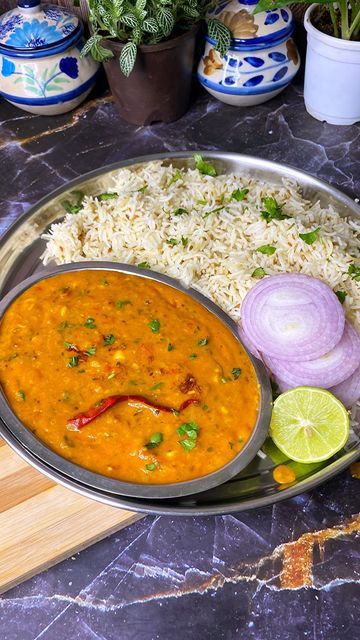 Jeera Rice And Dal Fry, Soaked Rice, Rice And Dal, Rice With Beans, Dal Rice, Dal Fry, Homemade Flour, Curry Bowl, Toor Dal