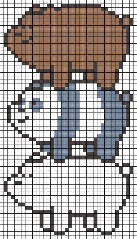 We Bare Bears Alpha Pattern, We Bare Bears Crafts, We Bare Bears Perler Beads, Bear Pixel Pattern, We Bare Bears Pixel Art, Cute Pixel Art Drawings, Pixel Art Drawings Ideas, Funny Alpha Pattern, Easy Pixel Art Disney