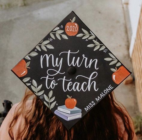 Teachers Graduation Outfit, Teaching Credential Grad Cap, Cap Decoration For Teachers, Teacher Graduation Caps Ideas, My Turn To Teach Graduation Cap, English Degree Graduation Cap, Teacher Inspired Graduation Caps, Teachers Graduation Cap, Grad Cap Ideas For Teachers