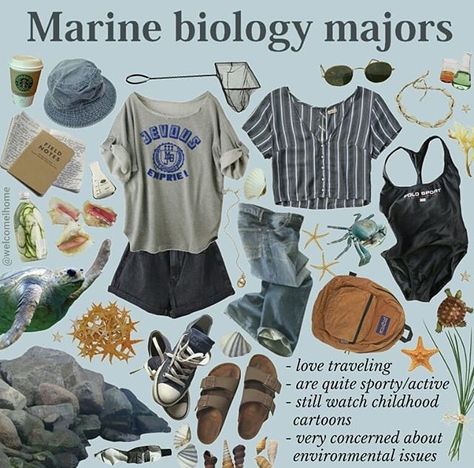 Marine Biologist Career Day Outfit, Ocean Clothing Aesthetic, Biology Aesthetic Outfit, Ocean Outfits Aesthetic, Marine Biologist Aesthetic Outfits, Marine Biology Student Aesthetic, Marine Biology Aesthetic Outfit, Aquarium Aesthetic Outfit, Biology Outfit