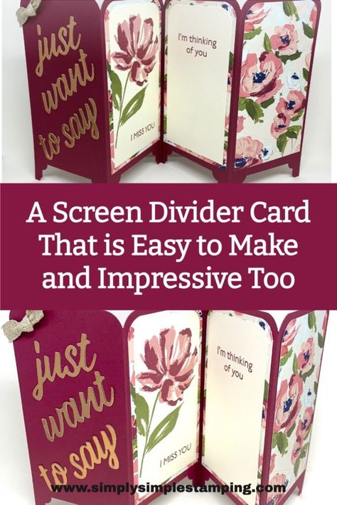 Screen Card Template, Screen Cards Tutorial, Screen Cards Ideas, Slim Cards, Screen Divider, Screen Cards, Greeting Card Video, Accordion Cards, Fancy Fold Card Tutorials