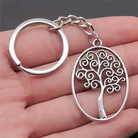 1pc Creative Oval Tree Keychain, Metal Big Tree Pendant For Car, Backpack, Wallet, Ornament,temu Tree Of Life, Tree Keychain, Youth Conference, Keychain Metal, Big Tree, Tree Pendant, Wallet, Pendant