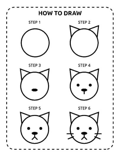 How to draw animals for beginners by Skate Motivate Educate | TPT Easy Cartoons To Draw, How To Draw Animals Easy, How To Draw A Cat Easy, Easy Step By Step Drawing For Beginners, Kid Drawing Ideas, Animal Doodles Simple, How To Draw Easy, Easy Kids Drawings, Easy Things To Draw Step By Step