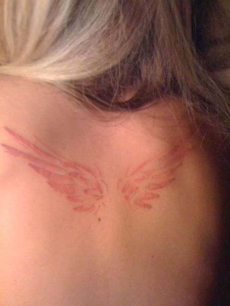 -Subtle Tattoo Light Pink Tattoo, Purple Tattoo Ink, Pink Tattoo Ink, Penny Tattoo, Jewerly Tattoo, Anklet Tattoo, Wing Tattoos On Back, Alas Tattoo, Pink Tattoo