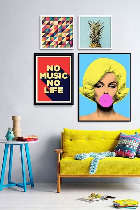 What is Hot on Pinterest: Pop Art Home Décor!<span class="wtr-time-wrap after-title"><span class="wtr-time-number">2</span> min read</span> Pop Art Design Interior, Pop Art Home Decor, Pop Art Decor, Memphis Design, Deco Retro, Pop Art Design, Happy Design, Style Deco, Interior Design Art