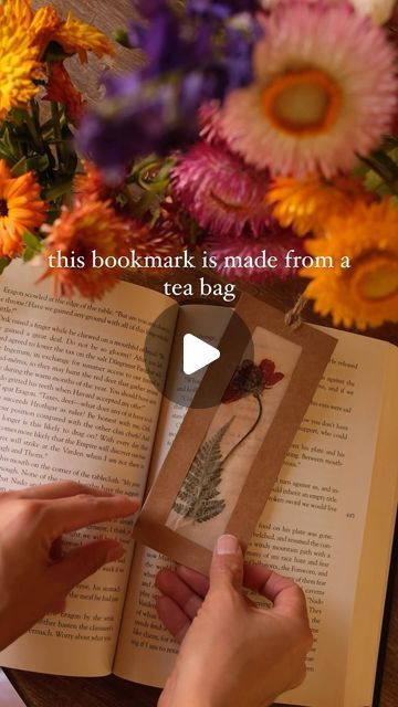 Sibia Torres Padilla | DIYs | Happy Monday friends! A while back I shared how I had figured out to make paper from tea bags. I have a more detailed video if you’re... | Instagram Tea Bag Favors Diy, Tea Bag Crafts, Making Bookmarks Ideas, How To Make A Bookmark, Hammered Flowers, Diy Tea Bags, Tea Bag Favors, Mini Books Diy, Book Tags