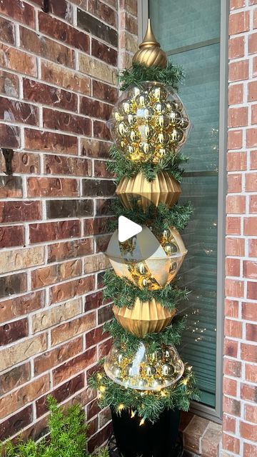 Auntie Coo Coo on YouTube on Instagram: "Dollar Tree 4ft stacked Bowl Ornament DIY! Full tutorial on my YouTube channel. Used 6 large clear plastic bowls, 4 smaller grooved bowls, a broom handle, large solar ornament, zip tie, and Superglue all from the @dollartree. Love this High End Look that didn’t break the bank! #bowl #bowldiy #stacked #stackedornaments #topiary #christmasornament #dollartree #dollartreediy #dollartreechristmas #christmasdecor #christmasdecorations #christmasdecorating #christmasdecoration #diychristmas #diylawnornaments #dollartreebowldiy #holidaydecor #holidaydecordiy #holidaydiy" Stacked Christmas Ornaments, Christmas Large Decorations, Outdoor Topiary Diy, Bowl Ornament Diy, Adding Mesh To Christmas Tree, Large Christmas Yard Decor Diy, Diy Dollar Tree Christmas Decorations For Outside, Diy Dollar Tree Bowl Ornament, Dollar Tree Crafts Christmas Ornaments