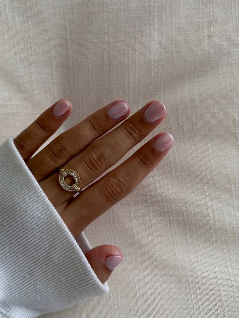 Light pink , manicure , light pink nails , chrome , chrome nails, chrome pink nails, nail inspo , nail inspiration , gel manicure , gold ring , gold jewelry , tan , summer , summer manicure , chrome summer nails , barbie pink , movie buff by opi, by OPI, OPI , gel , short nails , short nails inspo , short manicure , pearl , pink pearl , shiny nails Gel Nails Ideas Short Chrome, Pink Chrome Gel Nails Short, Shorts Gel Nails, Chrome Pink Nails Short, Short Nails Pink Chrome, Pink Short Chrome Nails, Gel Chrome Nails Short, Short Gel Nails Chrome, Light Pink With Chrome Nails