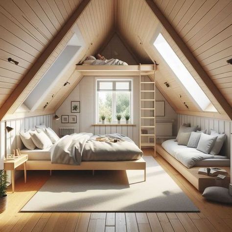 35+ Cool Attic Bedroom Design Ideas » HomeDecorFull Attic Layout Ideas, Attic Bedroom Window Ideas, Small Attic Bedroom Designs, Clawfoot Tub Ideas, Bedroom Attic Ideas, Cozy Reading Chair, Attic Bed, Clawfoot Tubs, House Flip