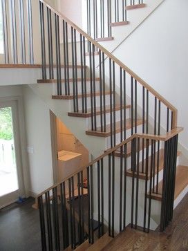 West Hampton one contemporary staircase Ms Staircase Railing Design Modern, Ms Handrail Design For Staircase, Ms Handrail Design, Ms Railing Design For Staircase, Ms Staircase Designs, Ms Railing Design, Ms Railing, Artistic Railing, Modern Staircase Railing