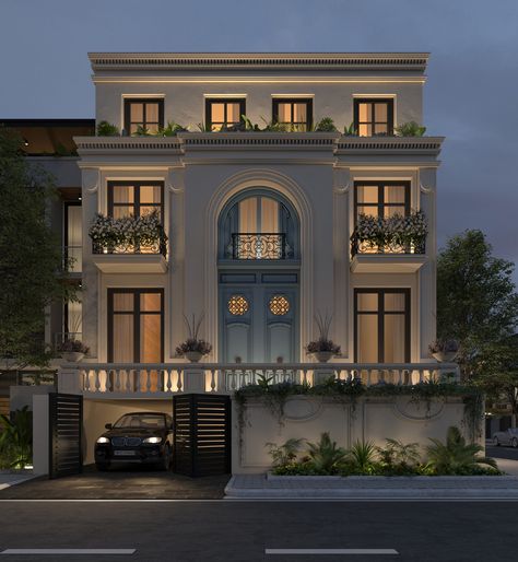 Neoclassic Exterior, Classic Building Facade, Neo Classic Villa, Classical Facade, Classical Villa, Classical House, Classic Building, Classic House Exterior, Classic Villa