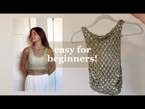 how to crochet: mesh tank top - YouTube Mesh Crochet Tank Top, Crochet Mesh Tank Top Free Pattern, Mesh Top Crochet, Tank Top Tutorial, Tank Tops Diy, Mesh Tank Top, Mesh Crop Top, Crochet Tank Top, Crochet Tank