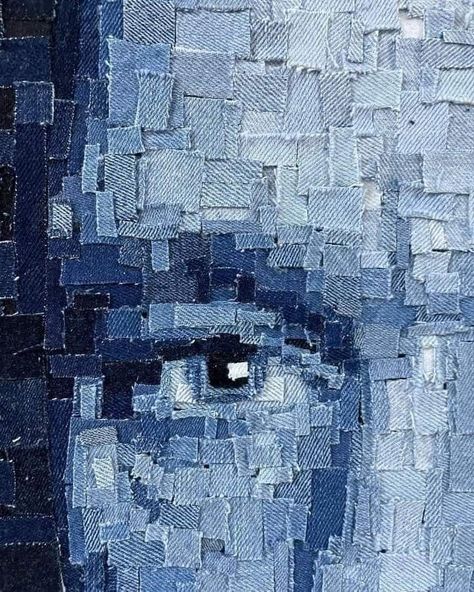 Denim Textile Art, Denim Collage, Artisanats Denim, Denim Applique, Denim Crafts Diy, Blue Jeans Crafts, Denim Art, Trash Art, Denim Quilt