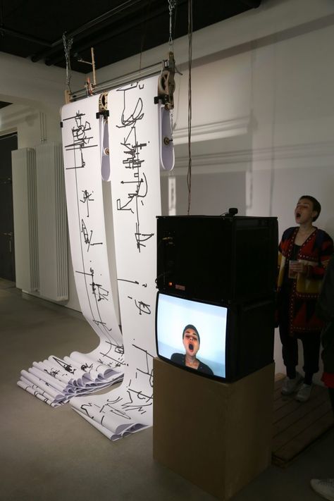 trial, be a plotter | michel winterberg, new media art and sound performance Installation Interactive, Interactive Art Installation, Interactive Exhibition, Drawing Machine, Music Visualization, Sound Installation, Interactive Media, Sound Art, New Media Art