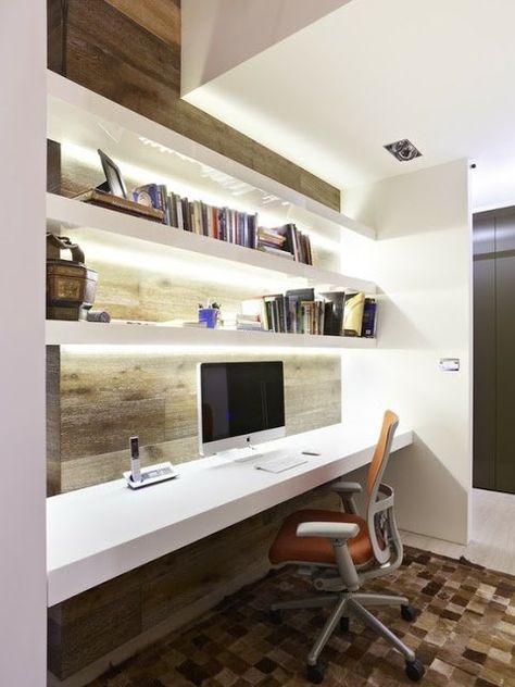 Home Office For Men Workspaces, Narrow Office, Modern Office Lighting, Small Mobile Homes, Modern Study Rooms, Office Cozy, Study Room Design, Small Home Offices, Contemporary Home Office