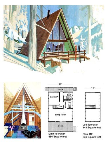 Classic Design for a Low-Budget A-Frame – Project Small House A Frame Floor Plans, Small A Frame Cabin, Frame House Plans, A Frame Cabin Plans, Casa Hobbit, Plan Chalet, Triangle House, A Frame House Plans, Frame Cabin