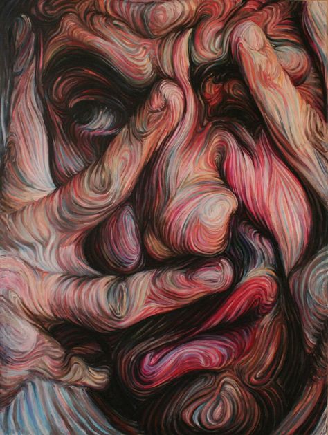 Swirling, Psychedelic Self-Portraits by Nikos Gyftakis | Colossal Nikos Gyftakis, Wow Art, A Level Art, Ap Art, Pics Art, Art Plastique, His Hands, Oil Pastel, Portrait Art