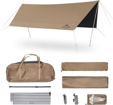 Amazon.com: Naturehike Camping Tent Tarp with Poles, Waterproof PU 18000mm+, Anti-UV UPF2000+ Camping Sun Shelter Rain Fly, Camping Tent Canopy for Outdoor Party, Picnic (13 x 9.6ft) : Sports & Outdoors Strapping Tape, Rain Shelter, Camping Canopy, Camping Tarp, Car Awnings, Tent Canopy, Sun Shelter, Tent Tarp, Rain Storm